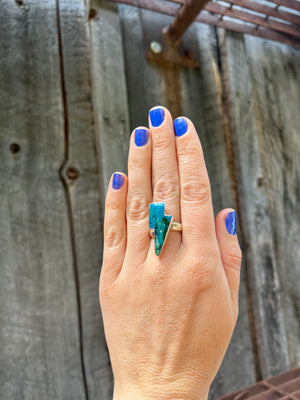 Turquoise Lightning Bolt  ring in Sterling Silver #137