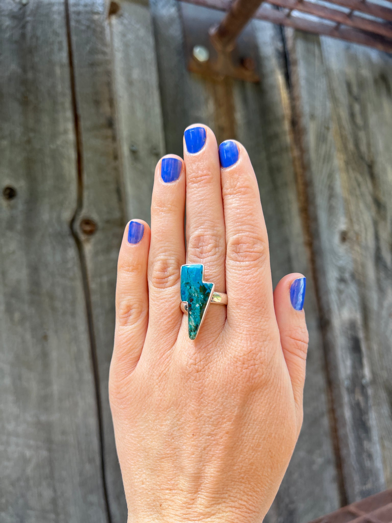Turquoise Lightning Bolt  ring in Sterling Silver #137