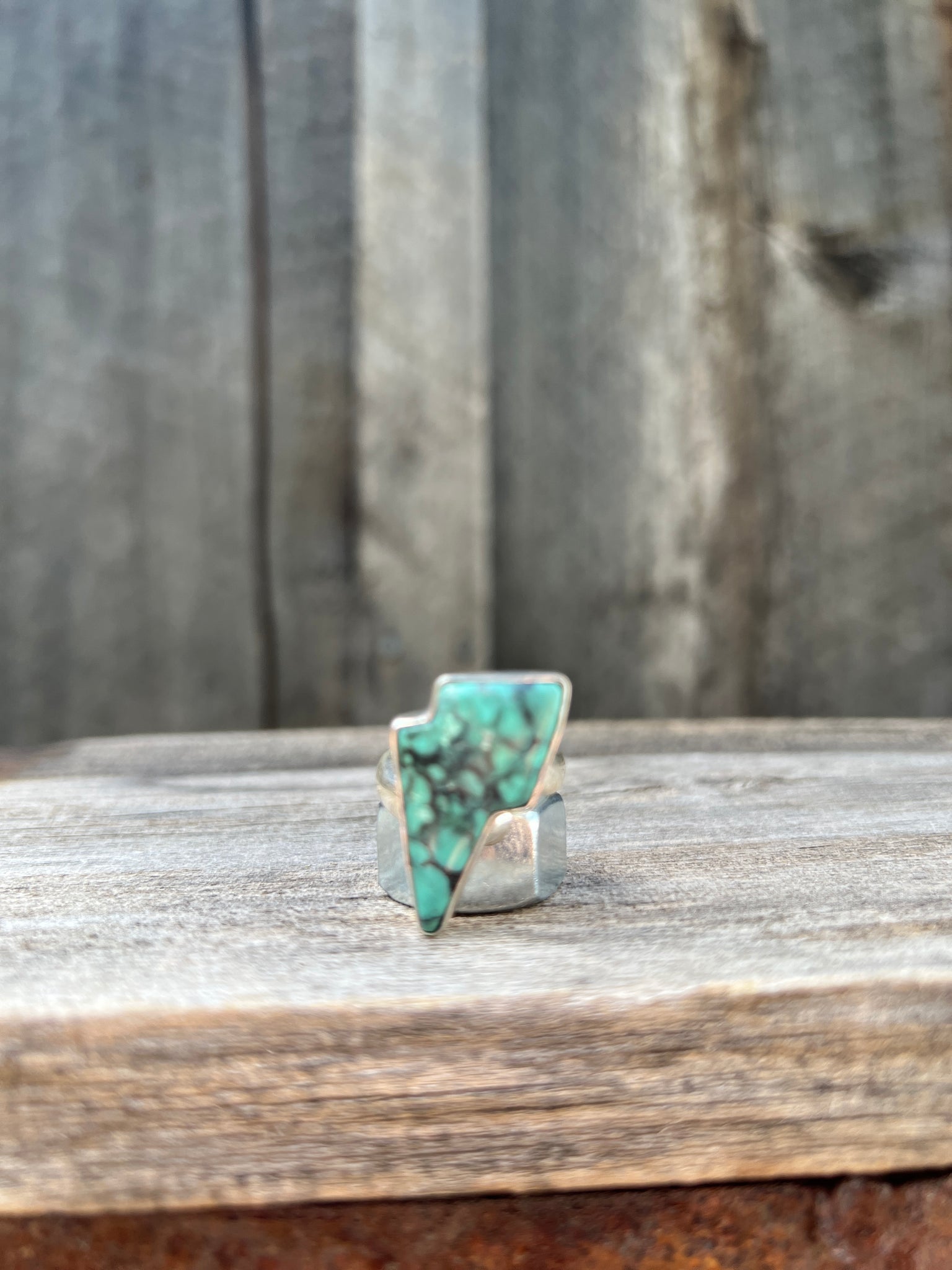Turquoise Lightning Bolt  ring in Sterling Silver #138
