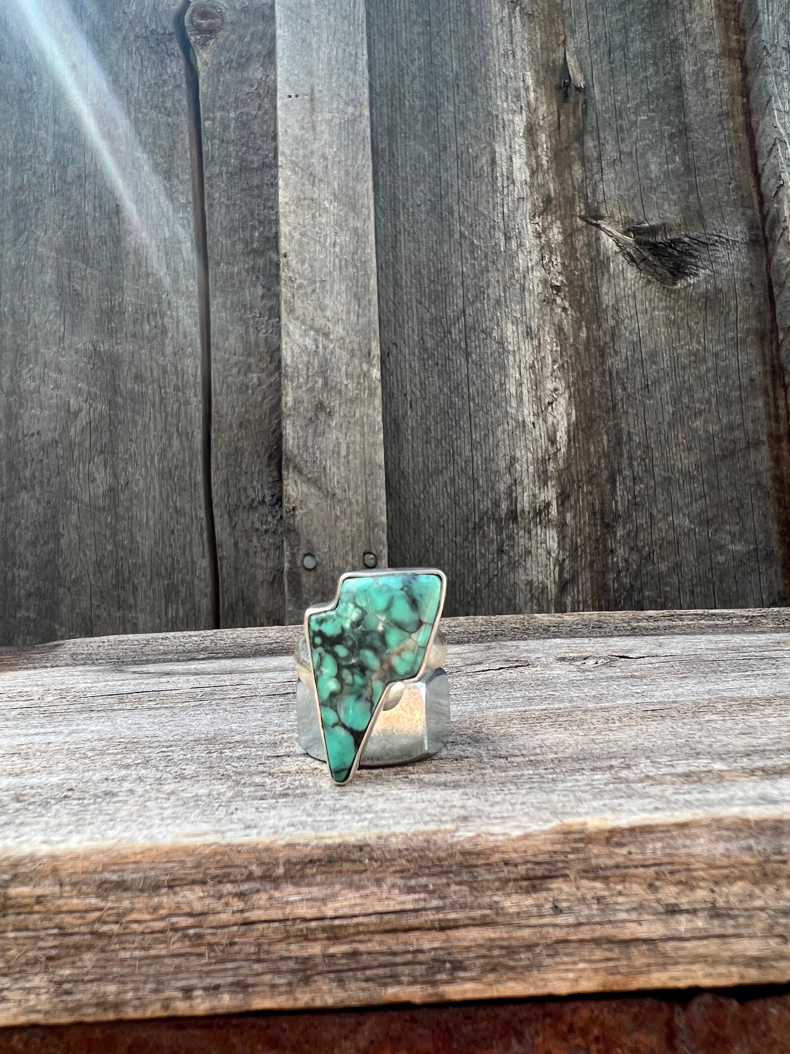 Turquoise Lightning Bolt  ring in Sterling Silver #138