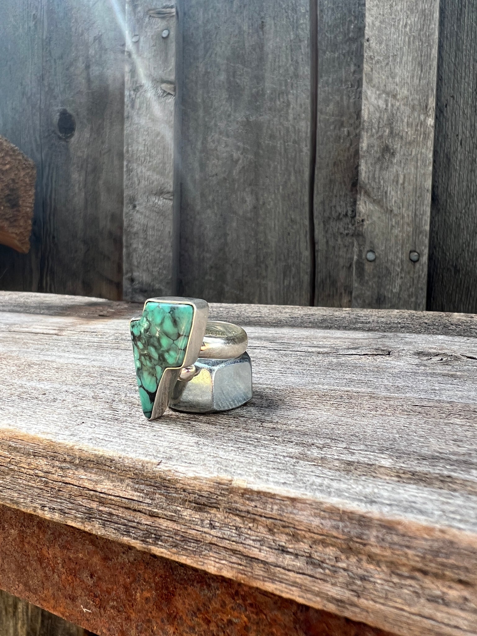 Turquoise Lightning Bolt  ring in Sterling Silver #138