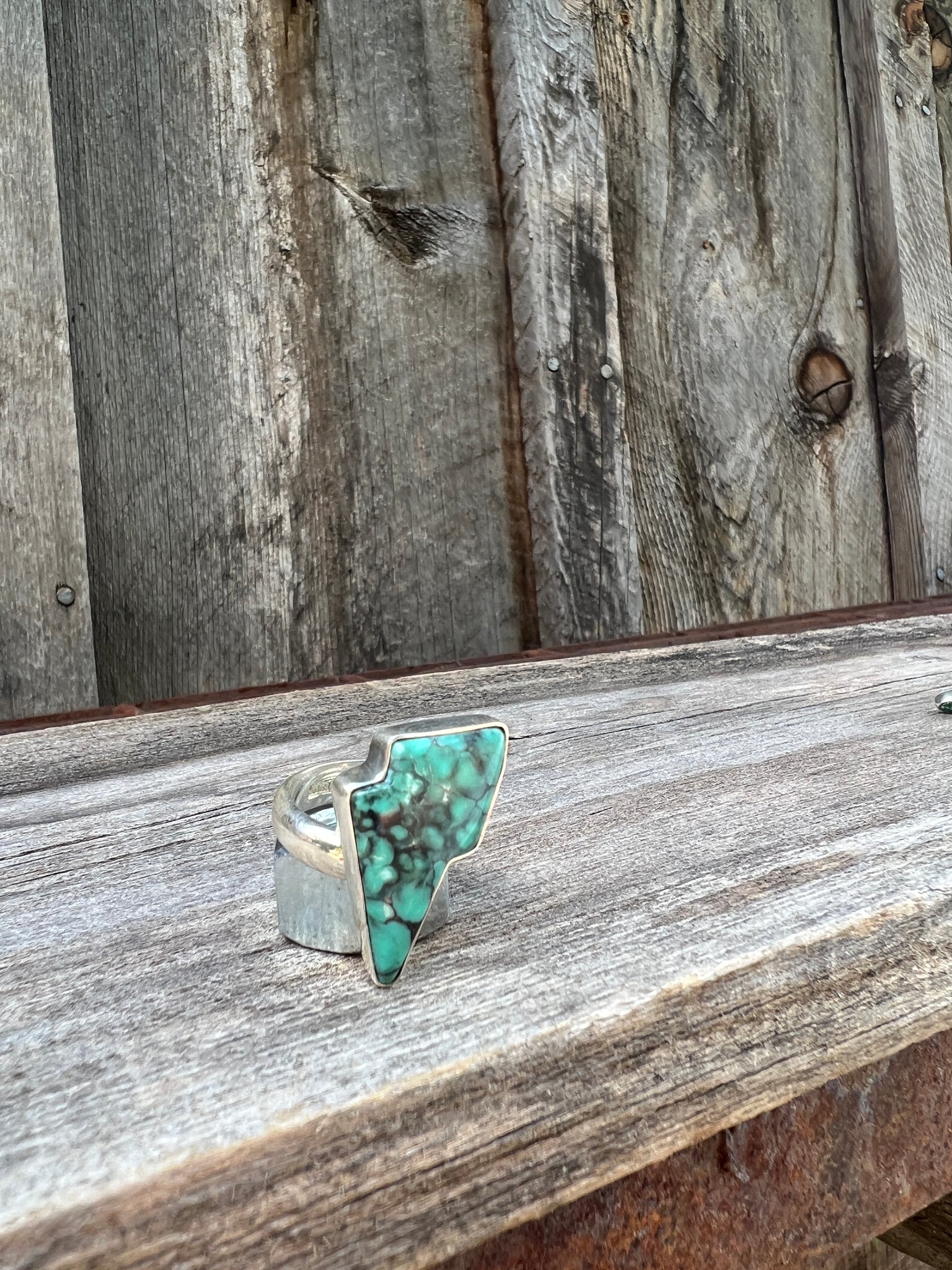 Turquoise Lightning Bolt  ring in Sterling Silver #138