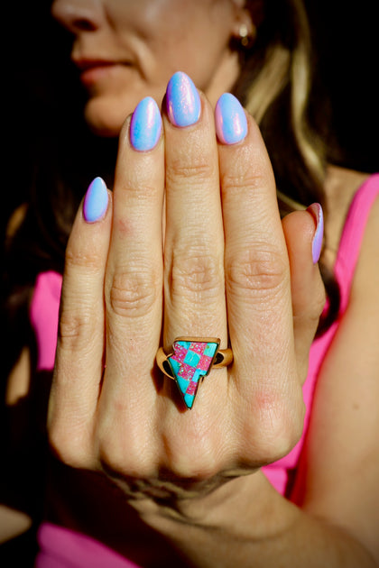 Opal Checkerboard Bolt Ring in  Gold Alchemia