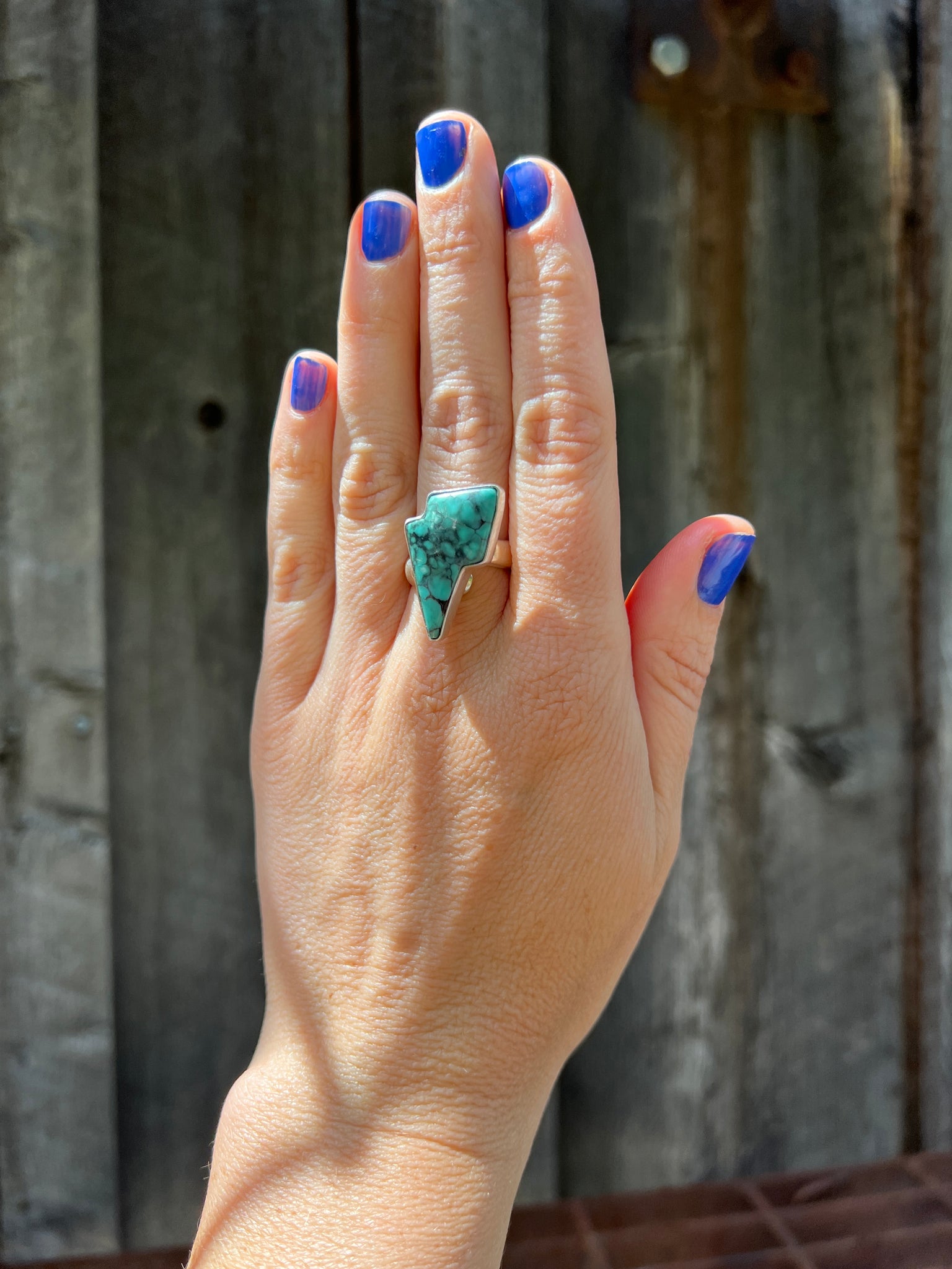 Turquoise Lightning Bolt  ring in Sterling Silver #138