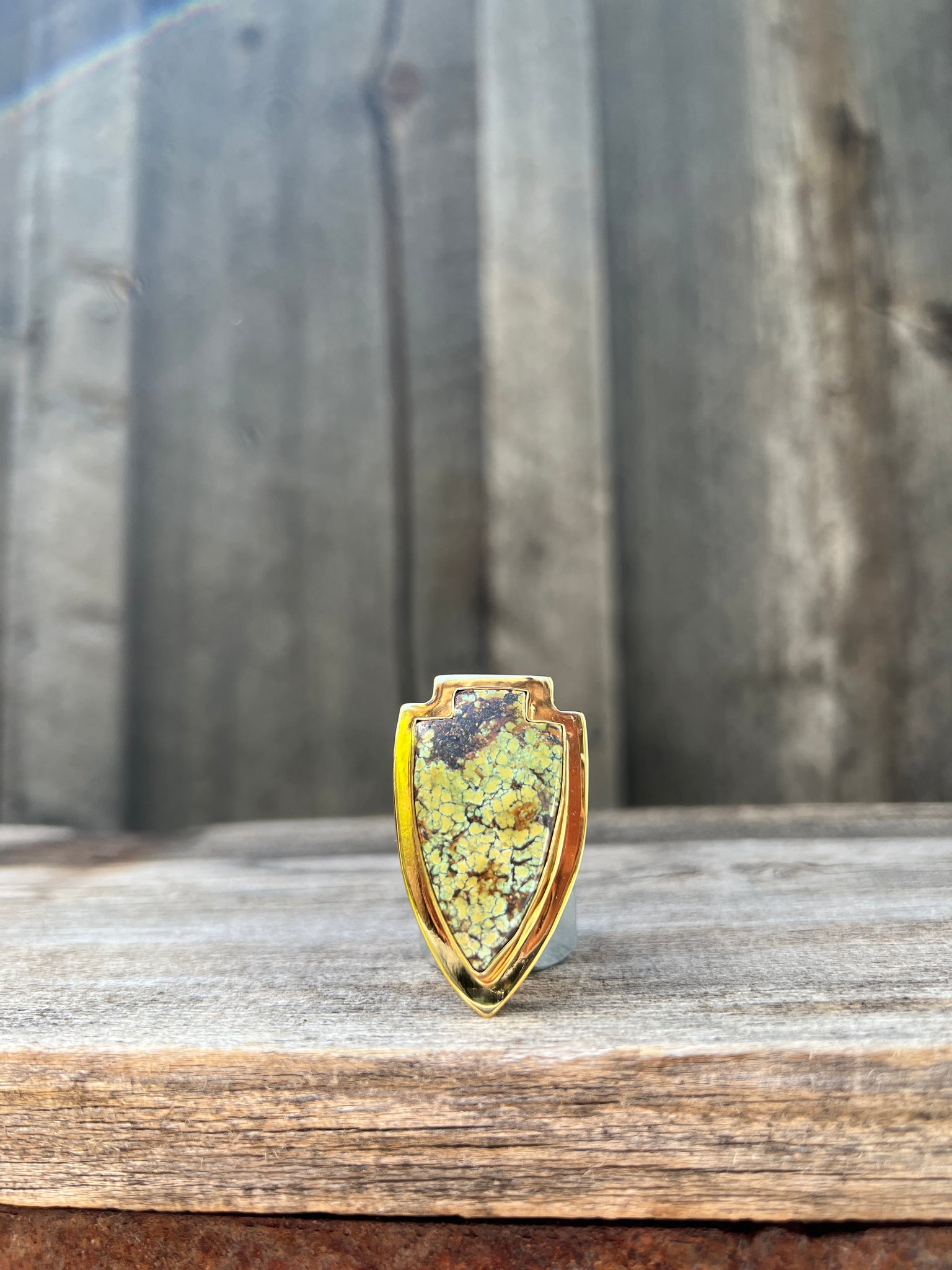 Cloud Mountain Turquoise Arrowhead ring in Gold Alchemia #136