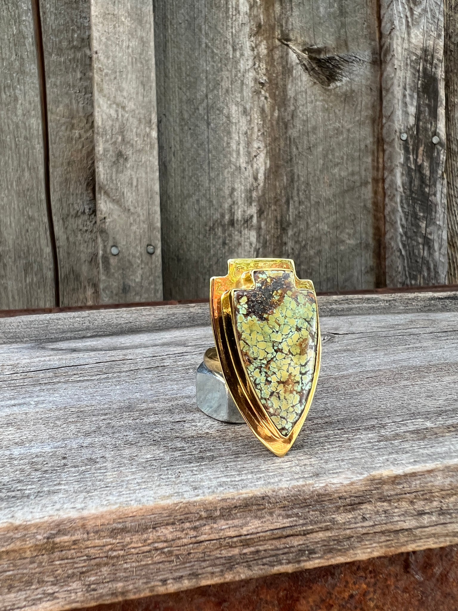 Cloud Mountain Turquoise Arrowhead ring in Gold Alchemia #136