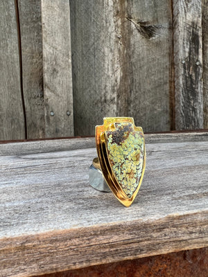 Cloud Mountain Turquoise Arrowhead ring in Gold Alchemia #136