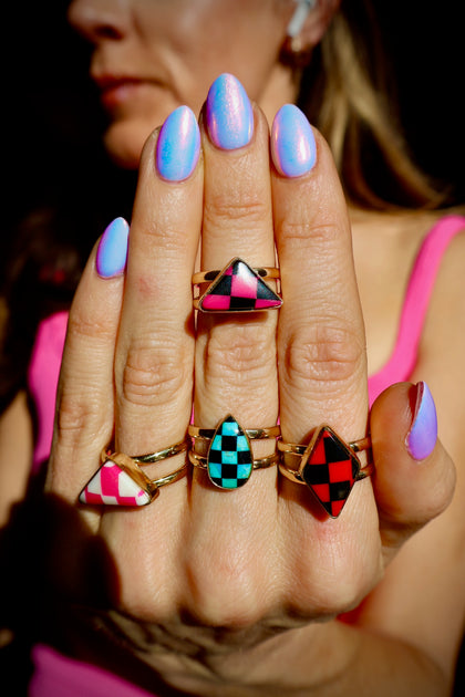 Turquoise Checkerboard Ring