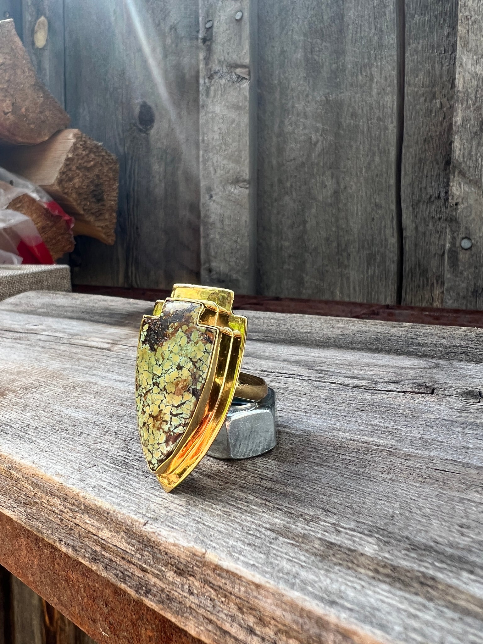 Cloud Mountain Turquoise Arrowhead ring in Gold Alchemia #136