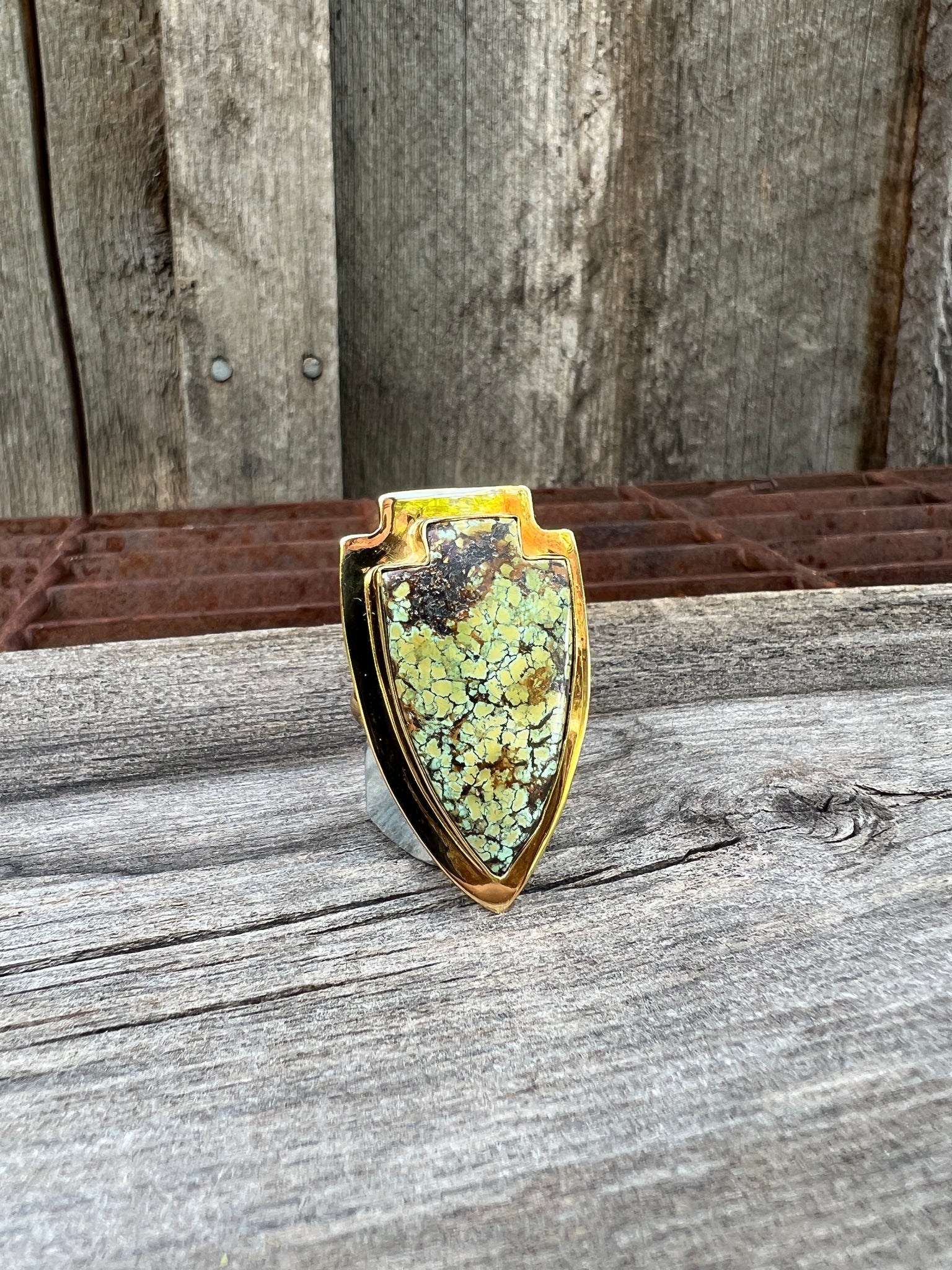 Cloud Mountain Turquoise Arrowhead ring in Gold Alchemia #136