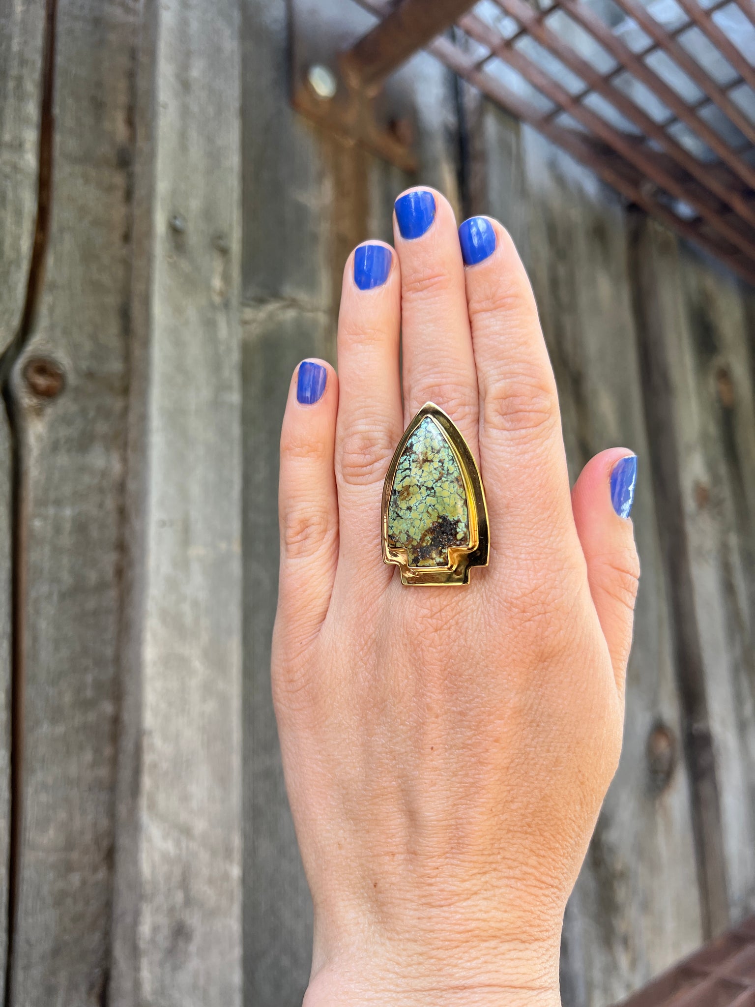 Cloud Mountain Turquoise Arrowhead ring in Gold Alchemia #136