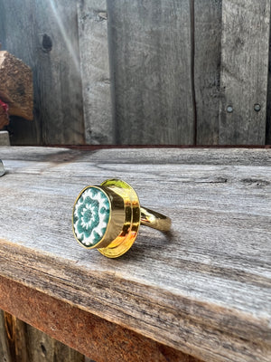 Millifiori Glass Flower ring in Gold Alchemia #139