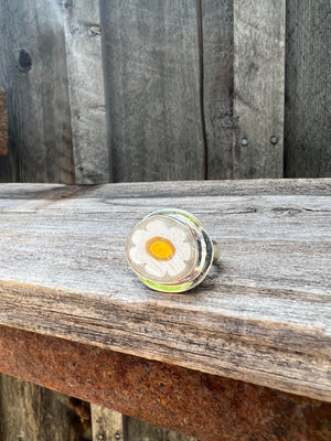 Millefiori Glass Flower ring in Sterling Silver #140