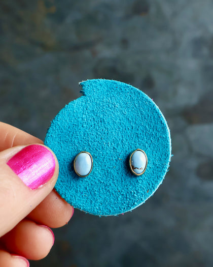 Golden Hills Turquoise Stud Earrings in Gold Tones