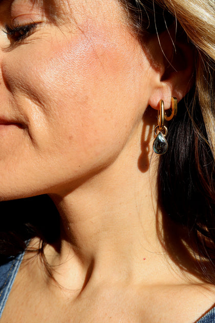 Abalone Charm Hoop Earrings Two in One