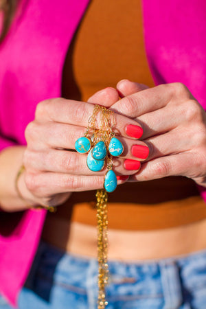 Dainty Turquoise Drop Necklace with Gold Fill Chain B3