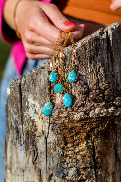 Dainty Turquoise Drop Necklace with Gold Fill Chain