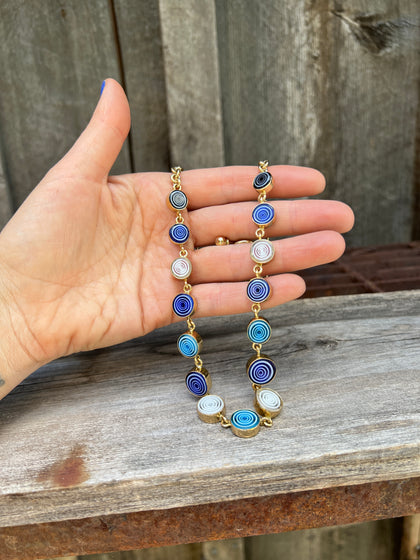 Millefiori Glass Swirls Necklace in Gold Alchemia