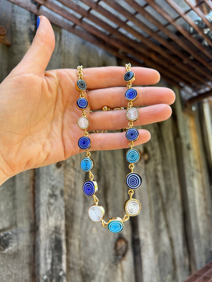 Millefiori Glass Swirls Necklace in Gold Alchemia