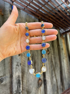 Millefiori Glass Swirls Necklace in Gold Alchemia #151
