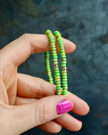 Winter Thaw  Gaspiete & Gold Fill Bead Stretch Bracelet