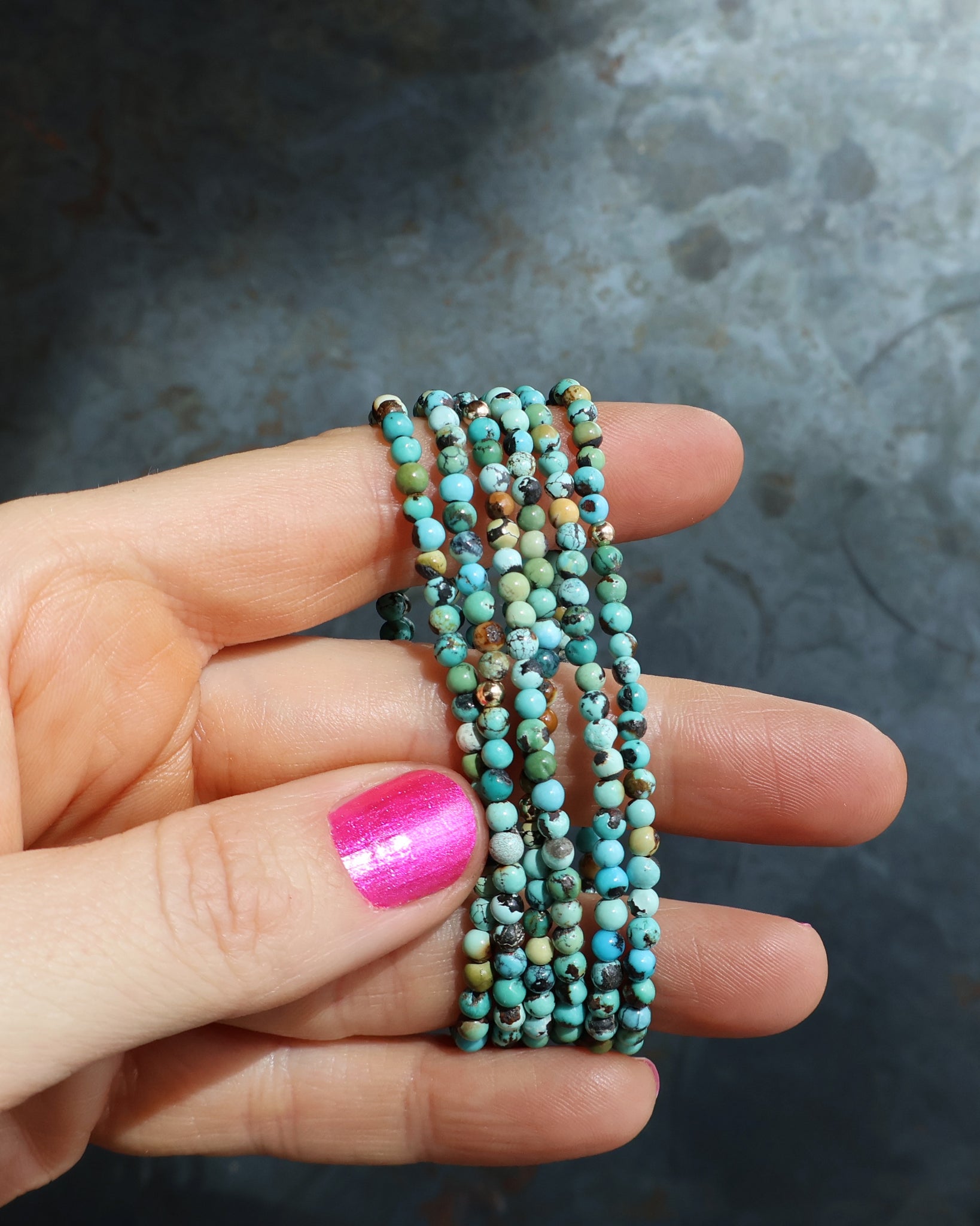 Winter Thaw Turquoise Gold Fill Bead Stretch Bracelet