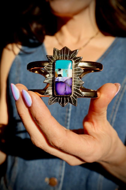 Turquoise & Spiny Oyster Cuff Bracelet