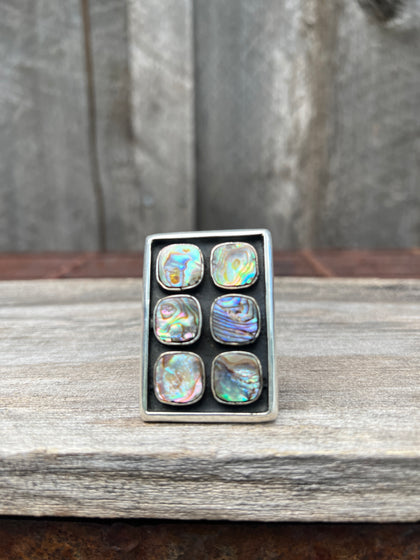 Abalone Shadow Box ring in Sterling Silver
