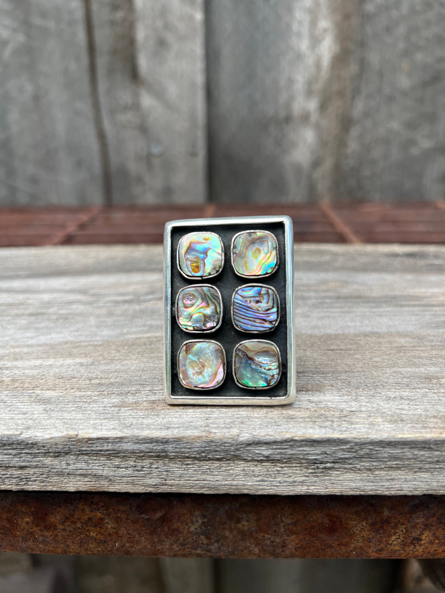 Abalone Shadow Box ring in Sterling Silver #142