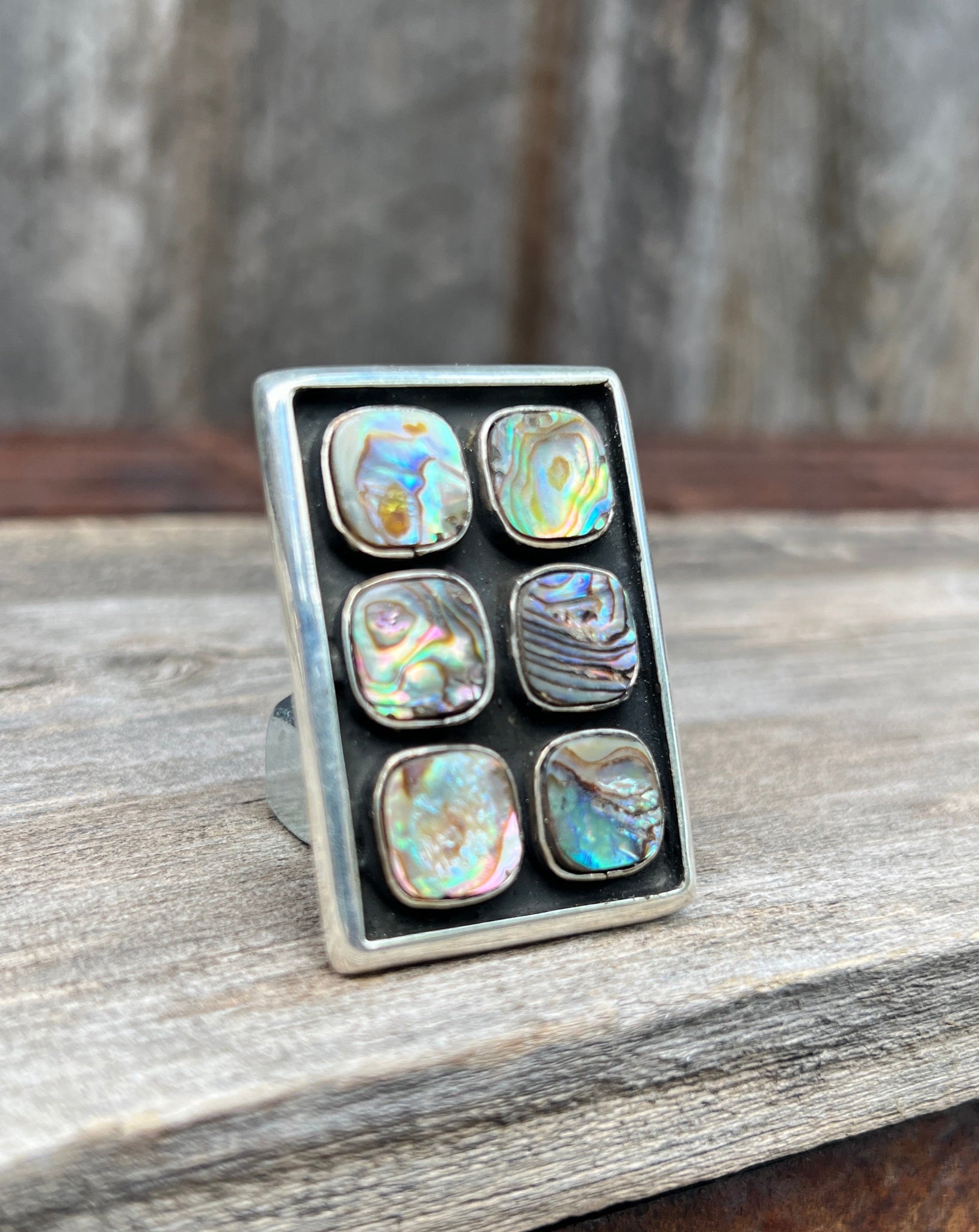 Abalone Shadow Box ring in Sterling Silver #142