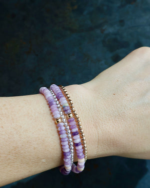 Winter Thaw  Purple Jasper & Gold Fill Bead Stretch Bracelet