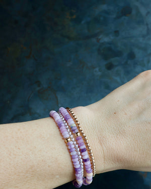 Winter Thaw  Purple Jasper & Gold Fill Bead Stretch Bracelet