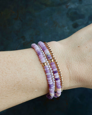 Winter Thaw  Purple Jasper & Gold Fill Bead Stretch Bracelet