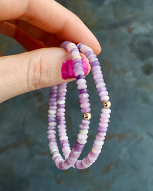 Winter Thaw  Purple Jasper & Gold Fill Bead Stretch Bracelet