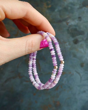 Winter Thaw  Purple Jasper & Gold Fill Bead Stretch Bracelet