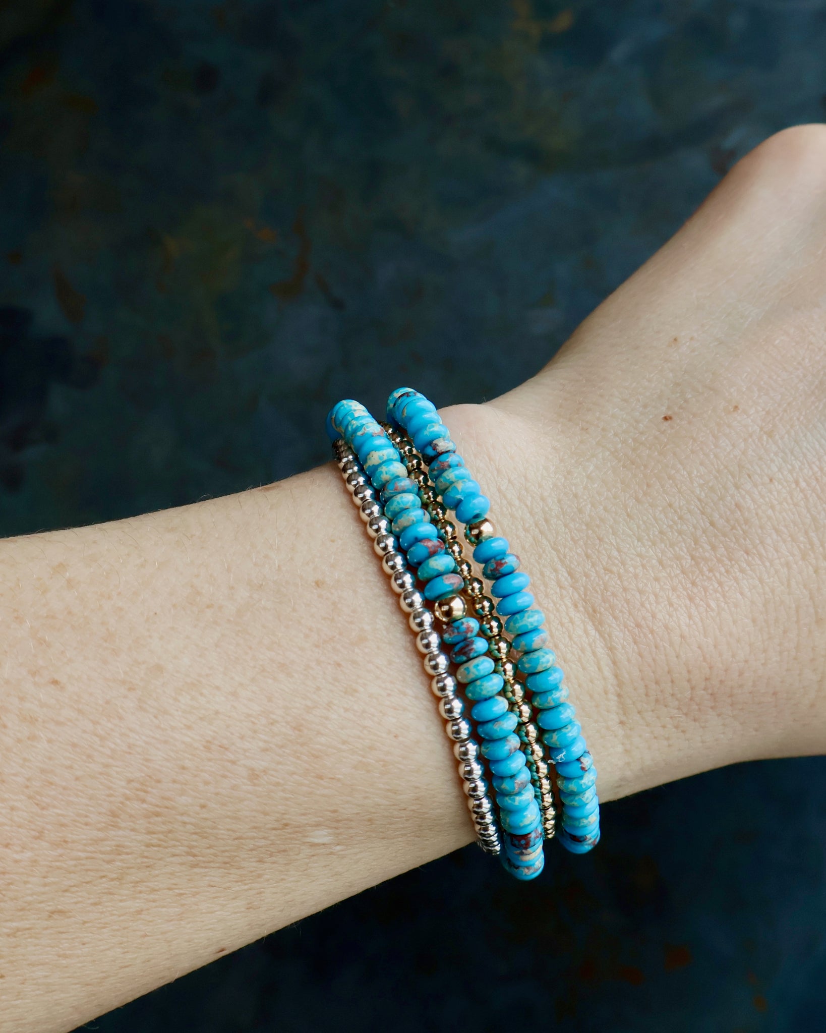 Imperial Jasper & Gold Fill Bead Stretch Bracelet