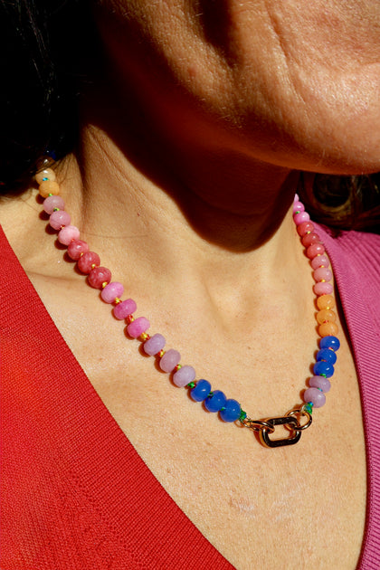 Charm Clasp Sherbert Knotted Necklace