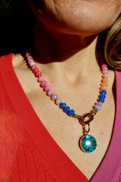 Charm Clasp Sherbert Knotted Necklace