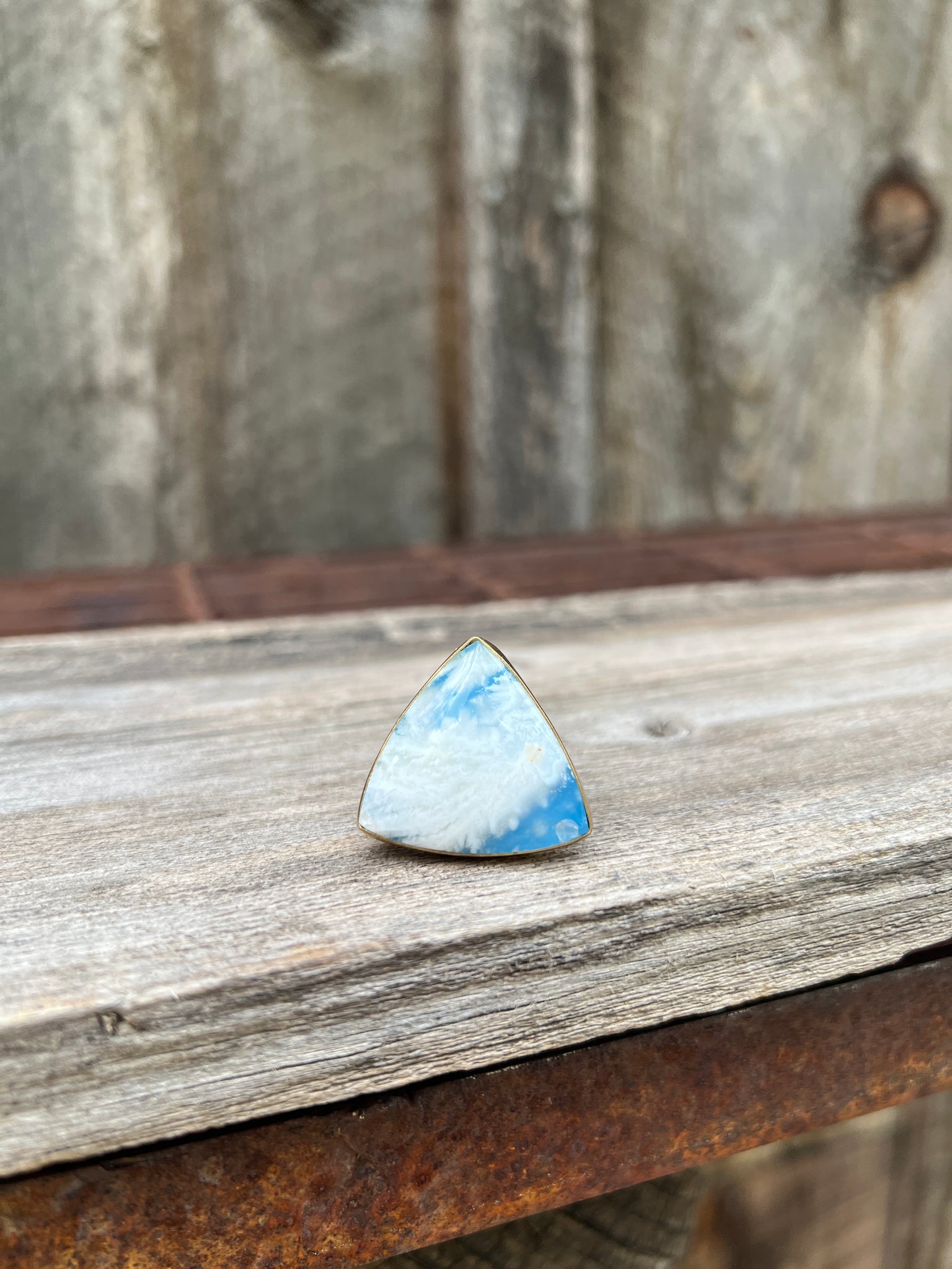 Cloud Plumed Agate Ring inGold Alchemia #148
