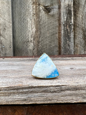 Cloud Plumed Agate Ring inGold Alchemia #148