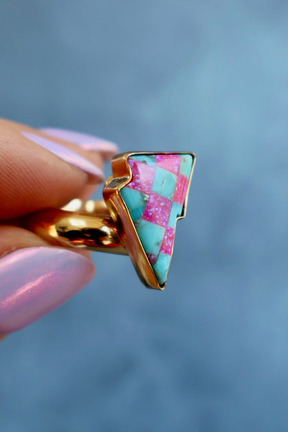 Opal Checkerboard Bolt Ring in  Gold Alchemia