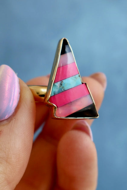 Opal Stripe Bolt Ring in  Gold Alchemia