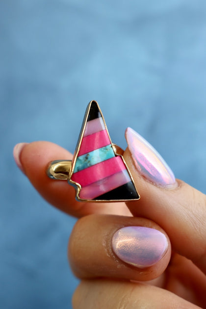 Opal Stripe Bolt Ring in  Gold Alchemia