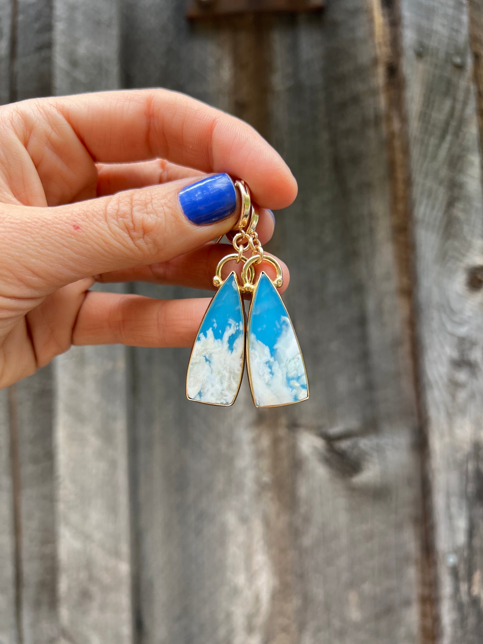 Cloud Plume Agate Earring #198