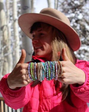 Winter Thaw  Gold Fill Beaded Stretch Bracelet for Layering & Stacking