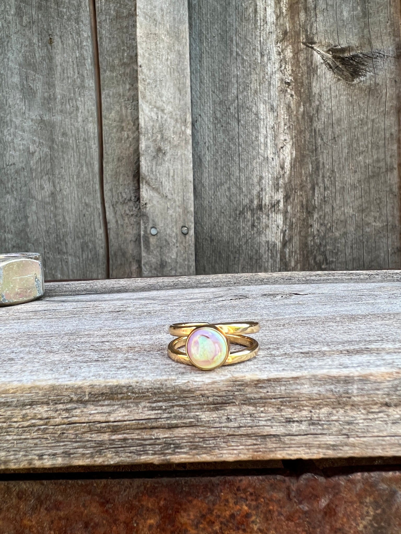 Sterling Opal Double Band Ring in Gold Alchemia #111