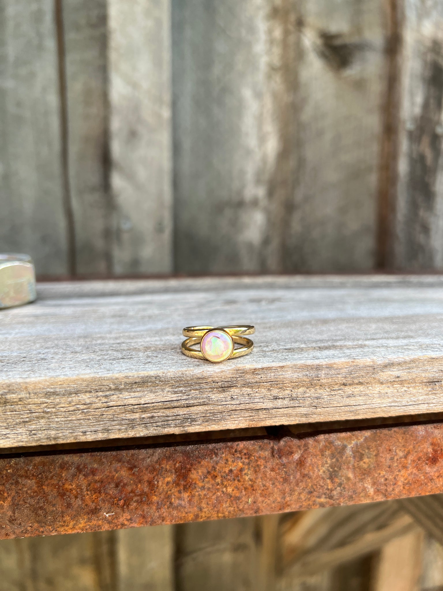 Sterling Opal Double Band Ring in Gold Alchemia #111
