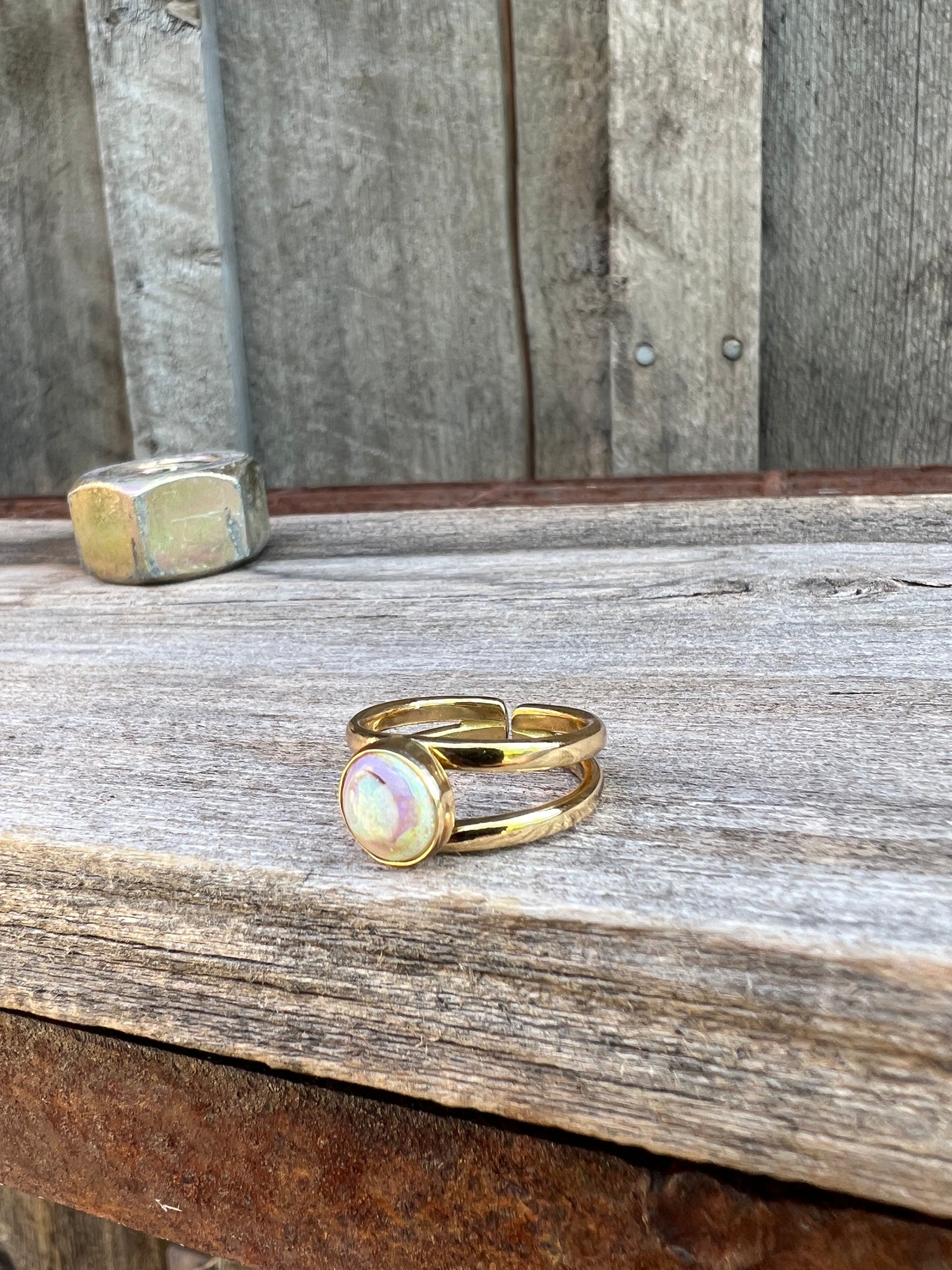 Sterling Opal Double Band Ring in Gold Alchemia #111