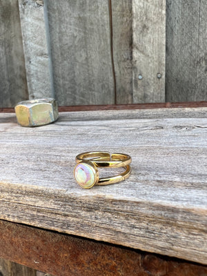 Sterling Opal Double Band Ring in Gold Alchemia #111