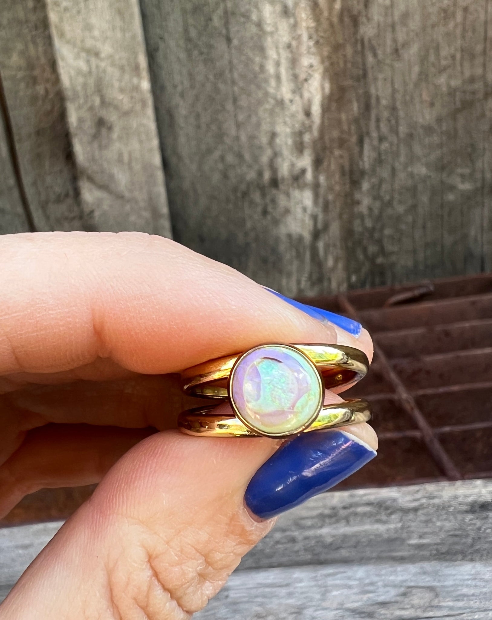 Sterling Opal Double Band Ring in Gold Alchemia #111